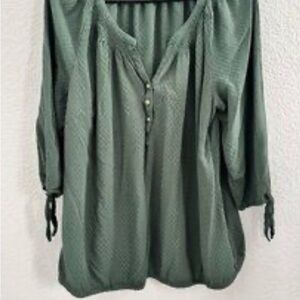 Dress Barn Olive Green Blouse with Button Accents